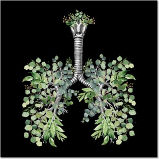 Lung Anatomy,  green leaves, Cancer Awareness Posters and Art
